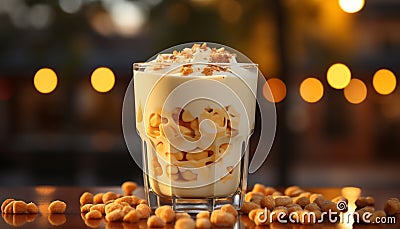 Gourmet dessert, sweet food, chocolate milkshake, whipped cream, indulgence generated by AI Stock Photo