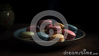 Gourmet French macaroons, a sweet indulgence generated by AI Stock Photo