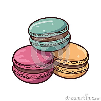 Gourmet French macaroons, a sweet stack Vector Illustration