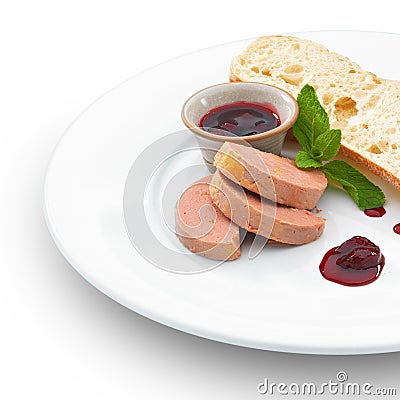 Gourmet fresh foie gras pate. on white. Stock Photo