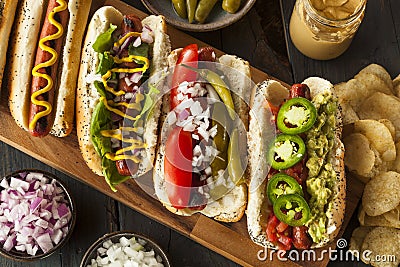 Gourmet Grilled All Beef Hots Dogs Stock Photo