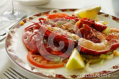 Gourmet Grilled Lobster Stock Photo