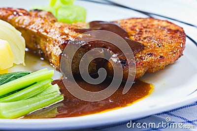 Gourmet grilled steak (marinated rib of pork) Stock Photo