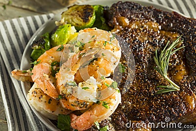 Gourmet Homemade Steak and Shrimp Stock Photo