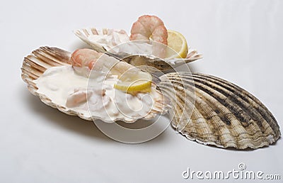 Gourmet large shrimps salad Stock Photo