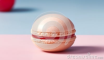 A gourmet macaroon, a sweet snack, in a pink color generated by AI Stock Photo