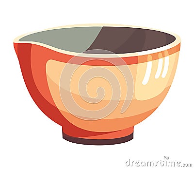 A gourmet meal in a yellow earthenware bowl Vector Illustration