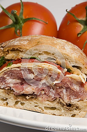 Gourmet sandwich on ciabatta bread Stock Photo