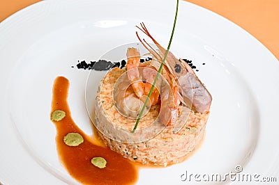 Gourmet seafood with shrimp Stock Photo
