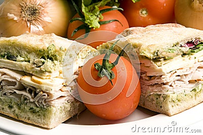 Gourmet turkey sandwich with muenster cheese Stock Photo