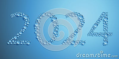 Greeting card 2024 for the environment, showing drops of water, symbol of life and well-being. Stock Photo