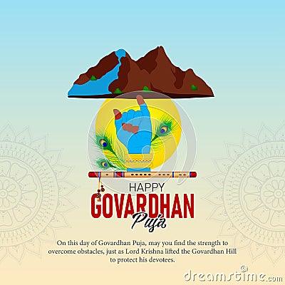 Govardhan Puja is a Hindu festival that honors Lord Krishna's Vector Illustration