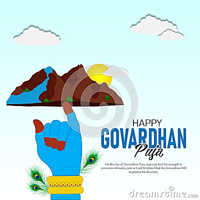 Govardhan Puja is a Hindu festival that honors Lord Krishna's Vector Illustration