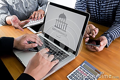 GOVERNANCE and building, Authority Computing Computer Laptop wit Stock Photo