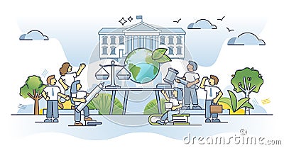 Governance power as legal authority for laws or rules control outline concept Vector Illustration