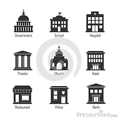 Government building icons Vector Illustration