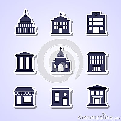 Government building icons Vector Illustration