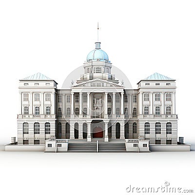 Government building isolated on white created with Generative AI. Modern building with white facade. Stock Photo