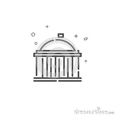 Government building simple vector line icon. Symbol, pictogram, sign. Light background. Editable stroke Vector Illustration