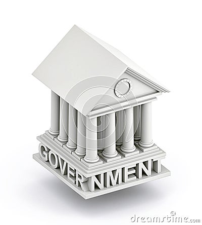 Government Icon. Government 3d building icon Cartoon Illustration