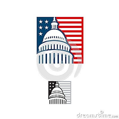 Government icon Premium Creative Capitol building logo vector design Iconic Landmark illustrations Vector Illustration