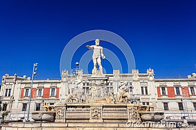 Government palace with Neptune fountain in Messina Stock Photo