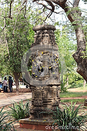 Rock carving inside Bharathi Park in Puducherry, India Editorial Stock Photo