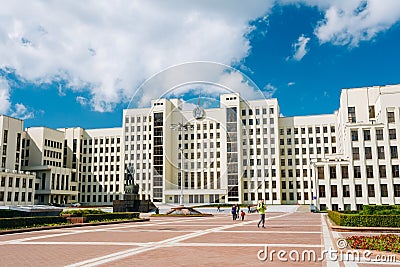 Government Parliament Building - National Assembly of Belarus on Editorial Stock Photo