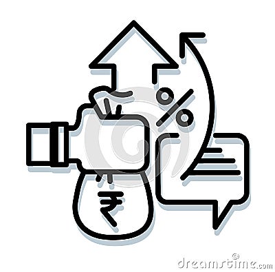 Government Policy to Revive Economy in India - Icon Illustration Vector Illustration