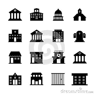 Government and public building vector icons Vector Illustration