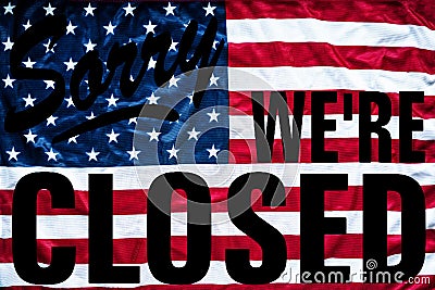 Government shutdown symbolism sorry we`re closed sign Stock Photo