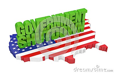 Government Shutdown with United States Map Flag Isolated Stock Photo