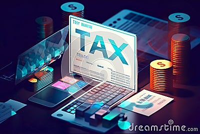 Government taxes and calculation tax return concept , Tax return online for tax payment , Government, state taxes, paperwork Stock Photo