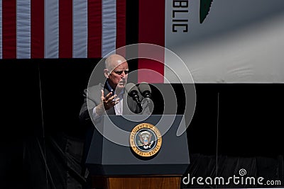 Governor Brown Speaking at 20th Annual Lake Tahoe Summit 3 Editorial Stock Photo