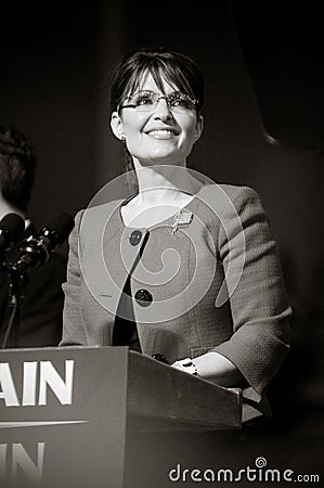 Governor Sarah Palin B&W Editorial Stock Photo