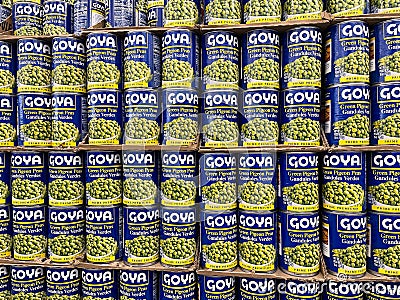 The Goya canned Green Pigeon Peas display at a Walmart Grocery Store in Orlando, Florida Editorial Stock Photo