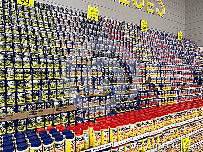 The Goya canned peas and beans display at a Bravo Market Grocery Store in Orlando, Florida Editorial Stock Photo