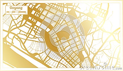 Goyang South Korea City Map in Retro Style in Golden Color. Outline Map Stock Photo