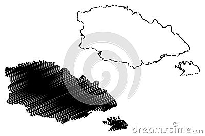 Gozo Region Republic of Malta, Gozo and Comino island, archipelago, Regions of Malta map vector illustration, scribble sketch Vector Illustration