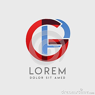 GP logo letters with blue and red gradation Vector Illustration