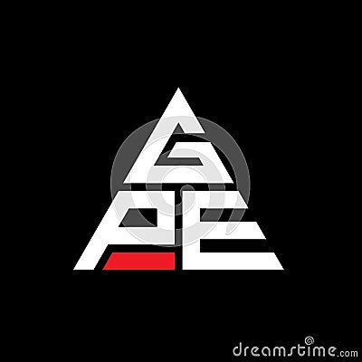 GPE triangle letter logo design with triangle shape. GPE triangle logo design monogram. GPE triangle vector logo template with red Vector Illustration