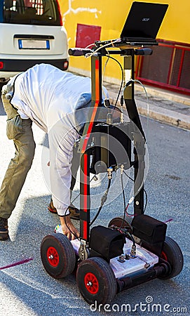 GPR is a noninvasive method used in geophysic Editorial Stock Photo