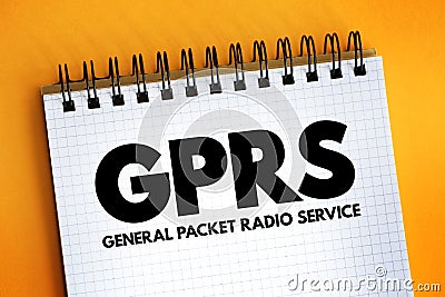 GPRS - General Packet Radio Service acronym on notepad, technology concept background Stock Photo