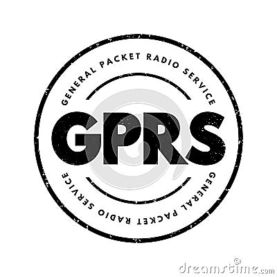 GPRS - General Packet Radio Service acronym text stamp, technology concept background Stock Photo