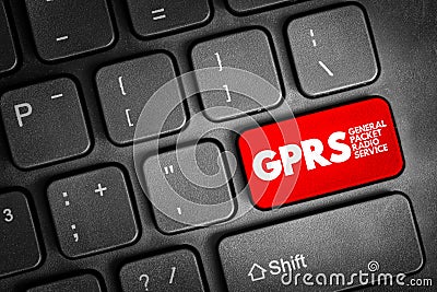 GPRS - General Packet Radio Service button on keyboard, concept background Stock Photo