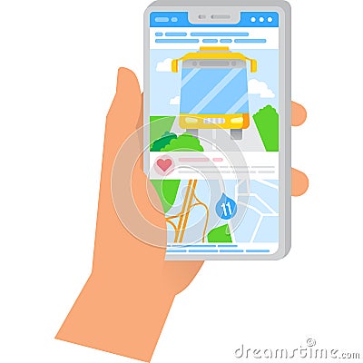 GPS app on mobile icon track bus option vector Vector Illustration