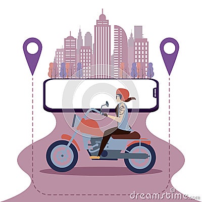 GPS biker road on the city Stock Photo