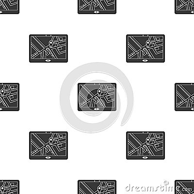 GPS icon in black style isolated on white background. Logistic pattern stock vector illustration. Vector Illustration