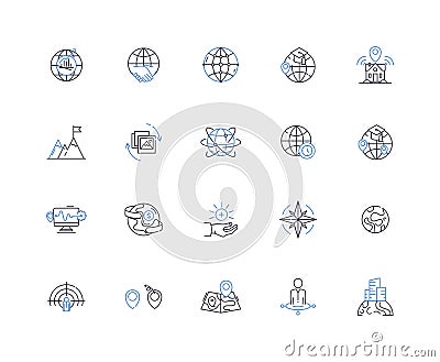 GPS line icons collection. Navigation, Tracking, Location, Satellite, coordinates, Waypoints, Direction vector and Vector Illustration