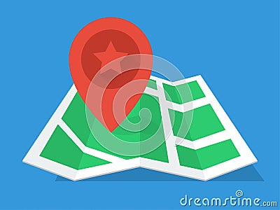 GPS Map flat design Vector Illustration